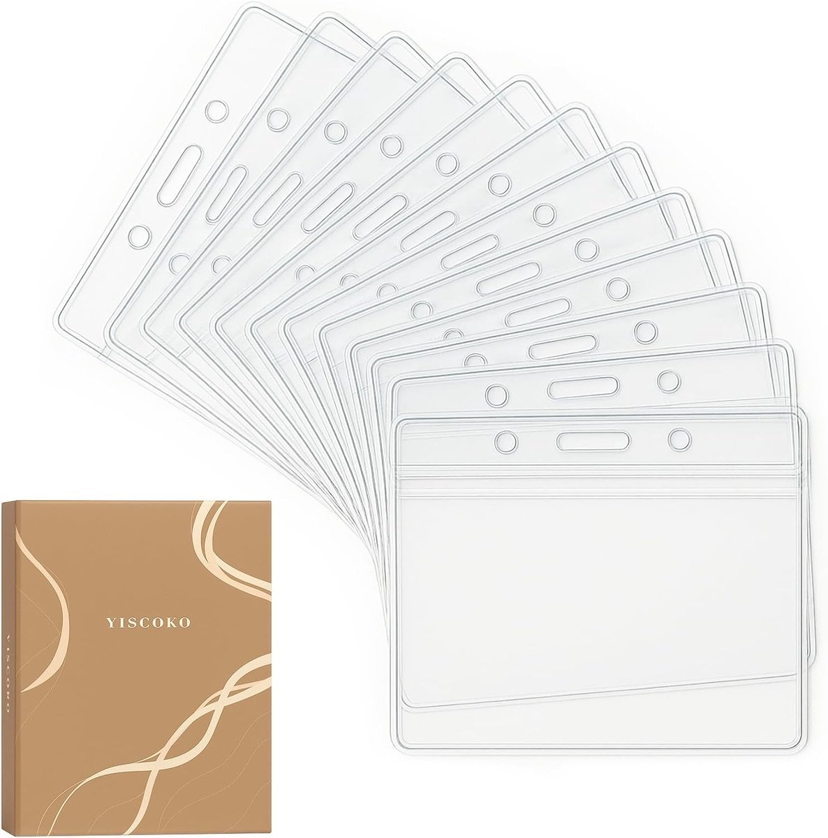 SnelShoppen - 12pcs Transparante Plastic Kaarthouder - Waterdichte ID Badge Houder - Horizontaal 3,95" (L*W) - Duurzaam PVC - Perfect voor Feest, Werk
