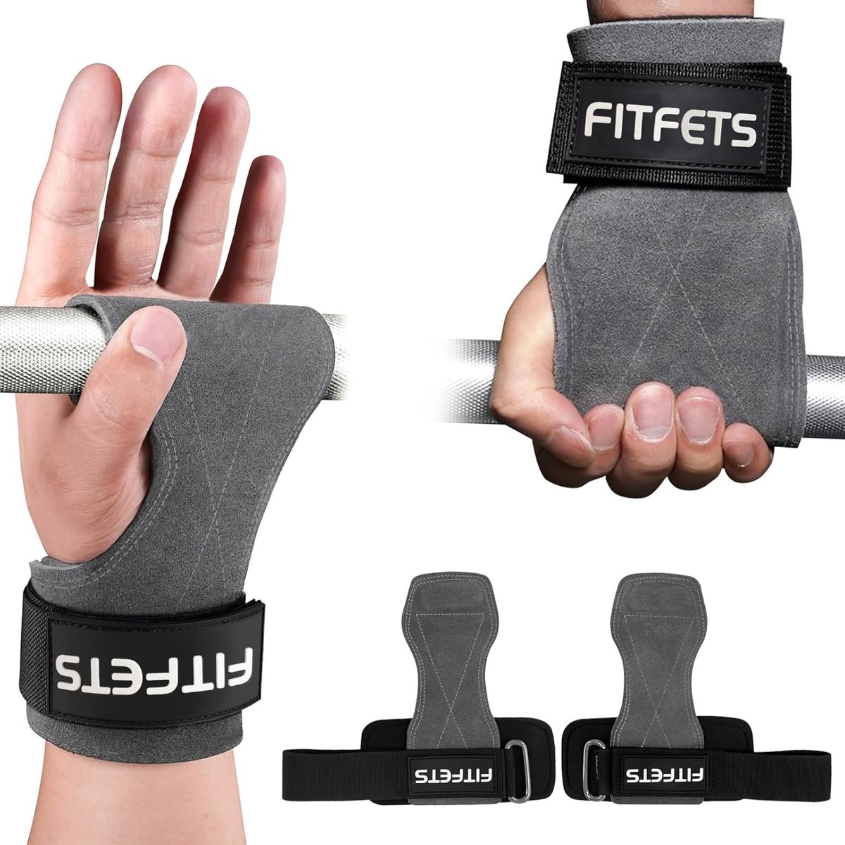 SnelShoppen - Strength Training Aids, Lifting Straps van Premium Kalfsleer voor Krachttraining, Bodybuilding, Gewichtheffen, Fitness, Unisex, Veilig e