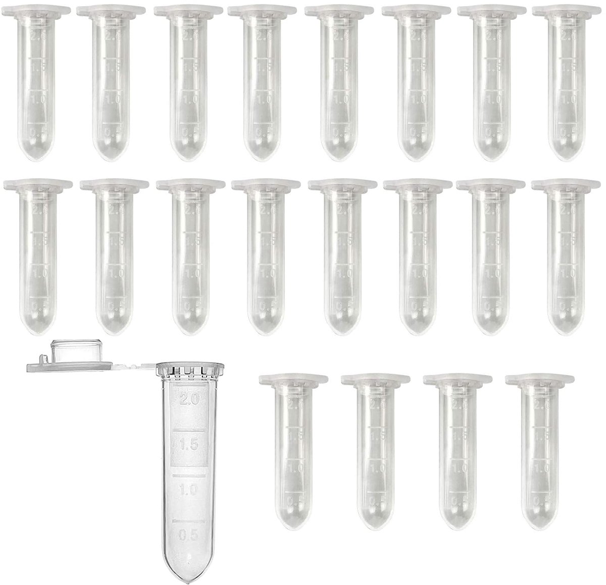 SnelShoppen - Microcentrifuge Tubes 2 ml Transparante Plastic Centrifuge Test Tubes met Kliksluiting Voor Monsteropslag - 150 Stuks