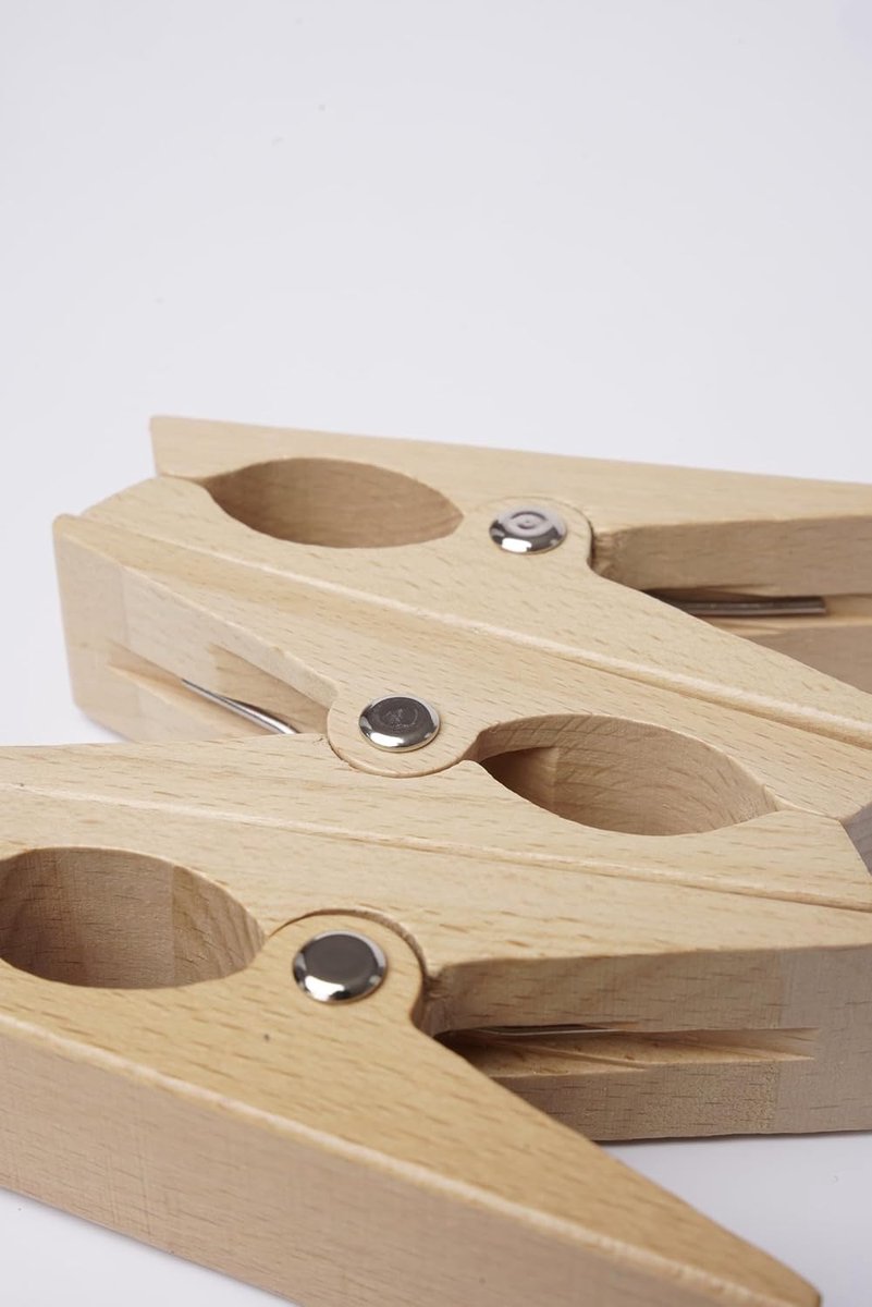 SnelShoppen - Grote Houten Klemmen voor Strandhanddoeken, Kleding, Accessoires - 2 Stuks - Perfect voor Strand, Camping en Buitenactiviteiten - Handig