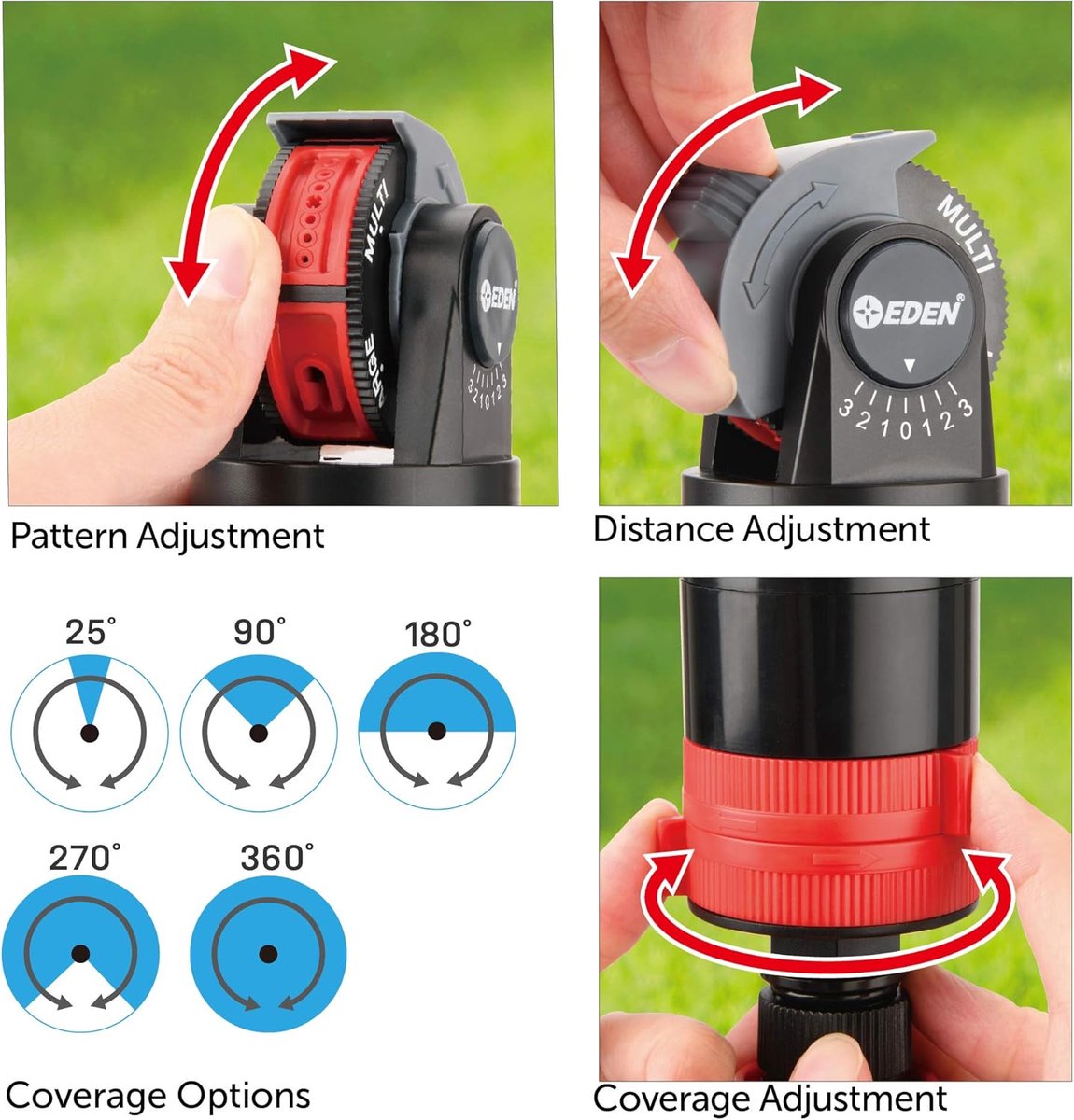 SnelShoppen - Multi-Pattern Sprinkler Plus Nebelsysteem met Metalen Spikes - Tuinbewatering voor Rasen en Tuin - 5 Waterpatronen - Bereik tot 3737 m²
