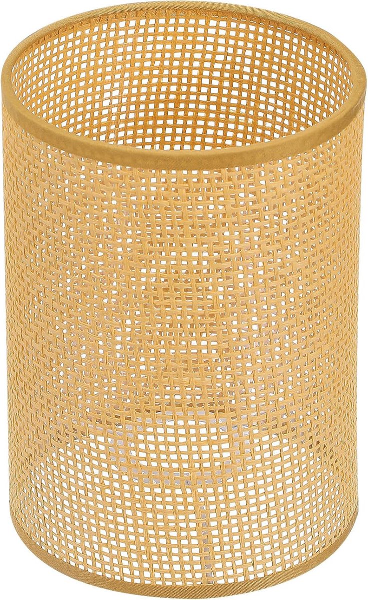 SnelShoppen - Rattan Drum Lamp Shade Vervanging E27/E14 Hanglamp Natuurlijk Gewoven Cilinder Lampenkap voor Chandelier Tafel- en Bureau Lampen