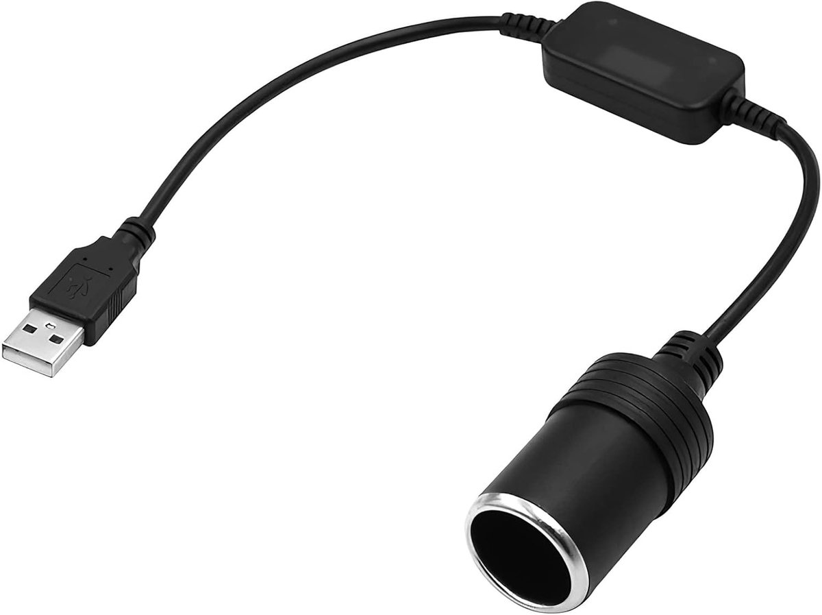 SnelShoppen - 5V USB A naar 12V Sigarettenaansteker Adapter voor Auto - 30cm Lengte - Ideaal voor DVR Dashcam, GPS en Acculaders - Plug and Play