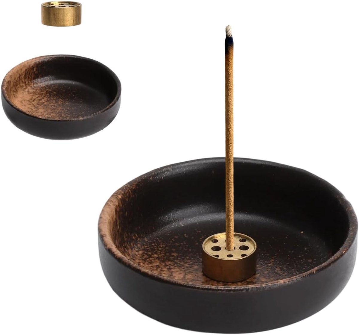 SnelShoppen - Ceramische Rookstok Houder - 9 Gaten Incense Stick Holder - Handgemaakt - Zen Decoratie - Antislip - Ideaal voor Thuis en Bureau