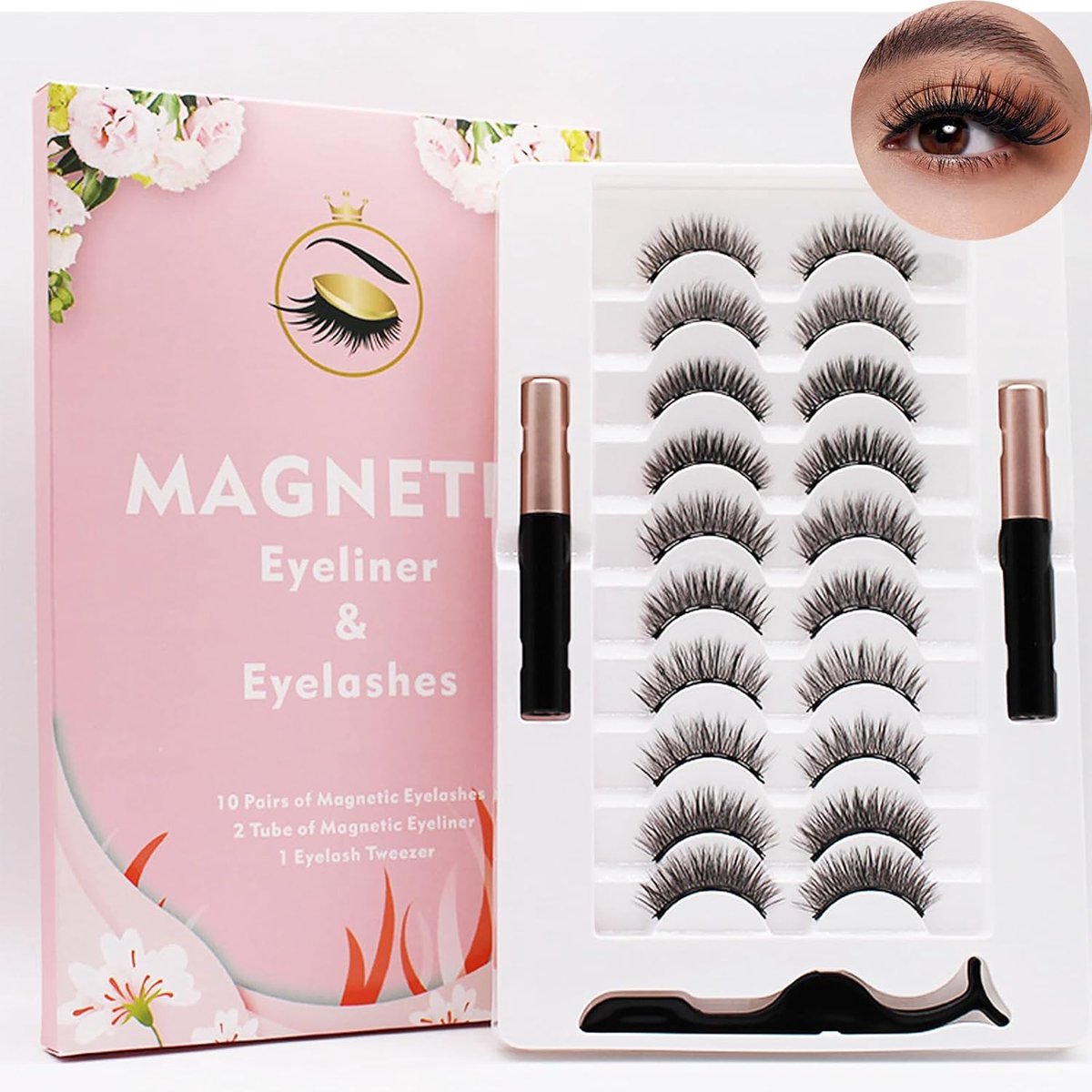 SnelShoppen - Magnetic Eyelashes - 10 Paar Zachte Natuurlijke Wimpers - Faux Mink Cat Eye - Fluffy en Drie-Dimensionale Stijlen - Lange en Korte Versi