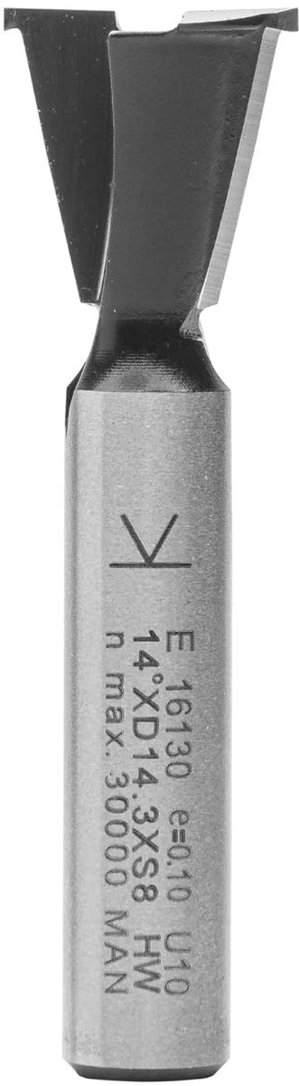 SnelShoppen - Dovetail Frees 2-Snijder Carbide 8mm Schacht D1 14.3mm D2 12.7mm met Voorsnijder voor Houtbewerking Router Cutter