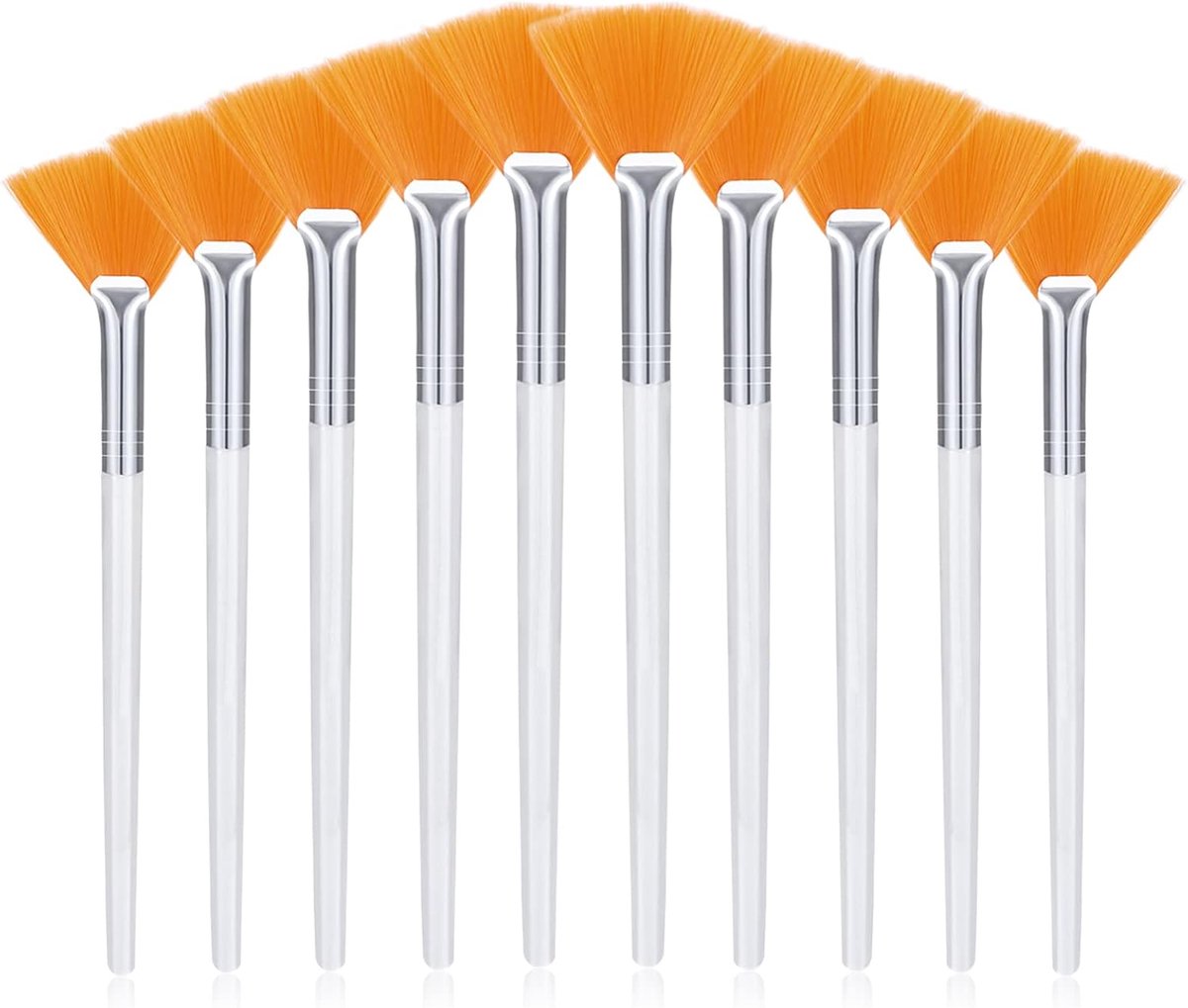 SnelShoppen - Fan Brushes Set van 10 - Zachte Masker Applicator Brushes voor Modder- en Crème Masks - Huidvriendelijke Synthetische Vezels met Heldere