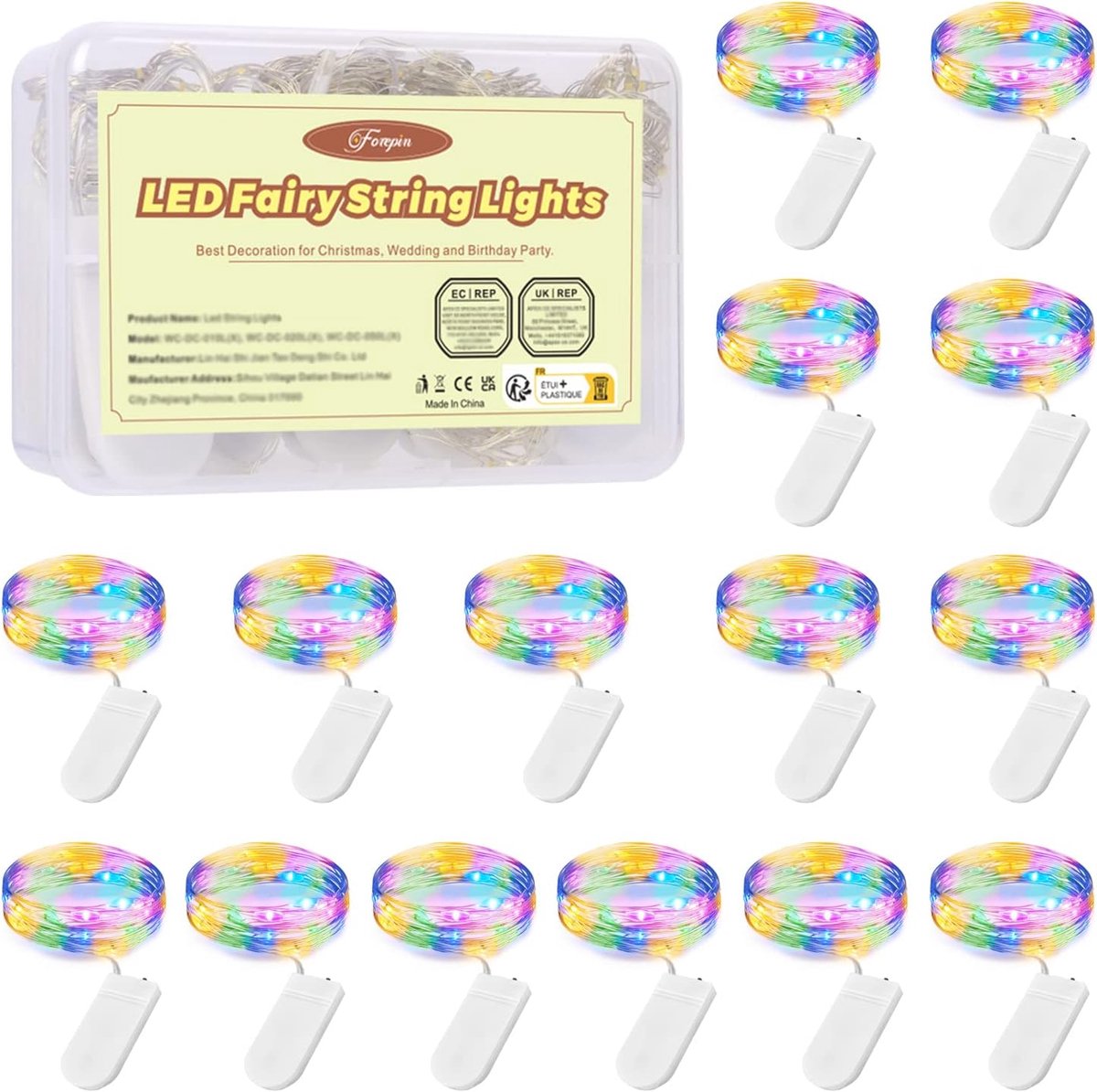 SnelShoppen - 15 x LED Fairy Lights Batterij Mini Fairy Lights 2m 20 LED Waterproof Koperdraden voor Binnen Buiten Bruiloft Verjaardag Tuin Decoratie