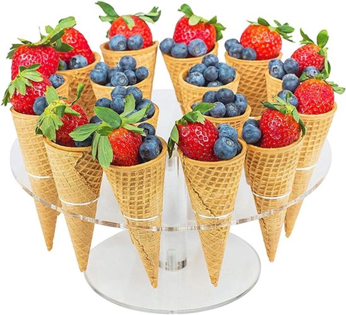 Acryl ijsrek kegelhouder displaystandaard 16 gaten voor sushi handrollen popcorn cones zomerkamp feesten picknicks