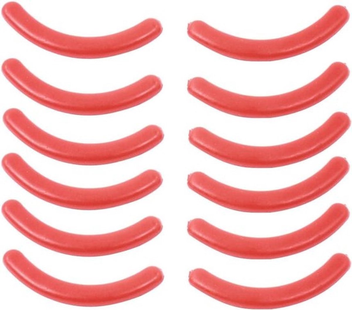 Set van 12 elastische wimperkrulspelden voor dames in rood met verwisselbare rubberen kussentjes