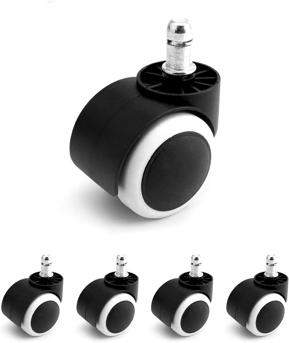 SnelShoppen - 5 Stuks Vervangende Zwenkwielen voor Kantoormeubelen 11mm/50mm, Swivel Casters voor Stoelen, Hardvloer Wielen, Eenvoudig te Installeren