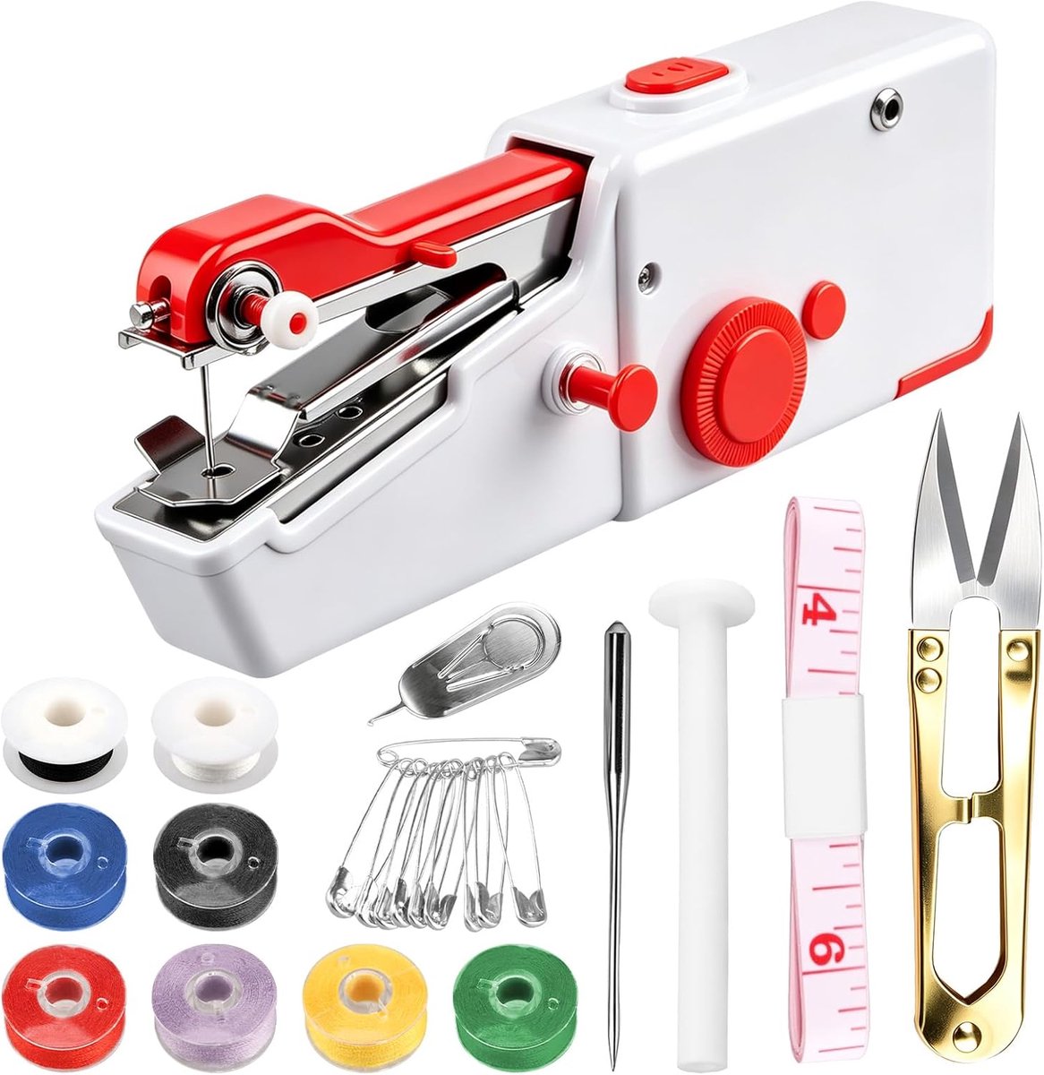 SnelShoppen - Draagbare Naaimachine Mini - Elektrische Naaimachine voor Beginners - Dubbele Stroomvoorziening Batterijen/USB - Ideaal voor Kledingrepa