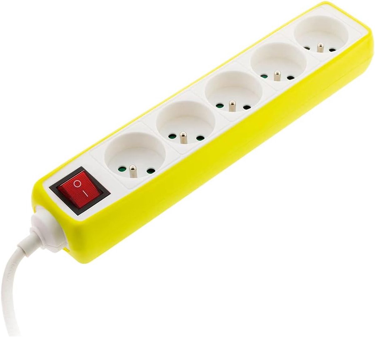 SnelShoppen - Powerstrip 5-gang 16A met Schakelaar, Schokbestendige Silicone Hoes, Kleurrijk Design voor Thuis, Kantoor, Tuin, Camping en Feesten