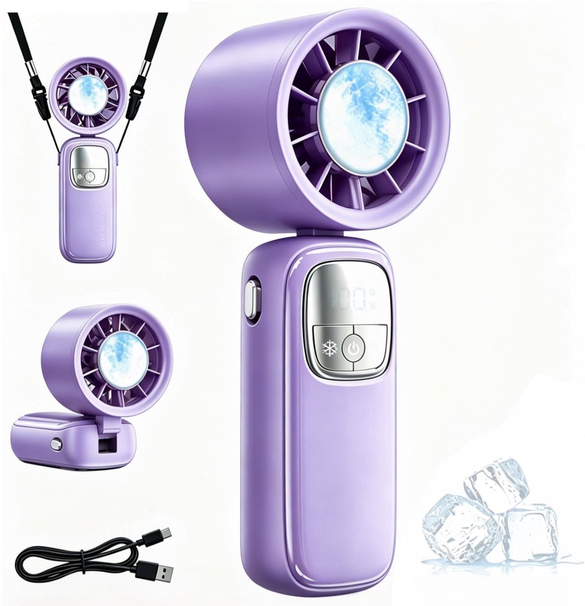SnelShoppen - Draagbare Mini Handventilator USB-oplaadbaar, Turbokoeling, Kleine Ventilator voor Buiten, Reizen, Feest, Camping, Tuin, Keuken