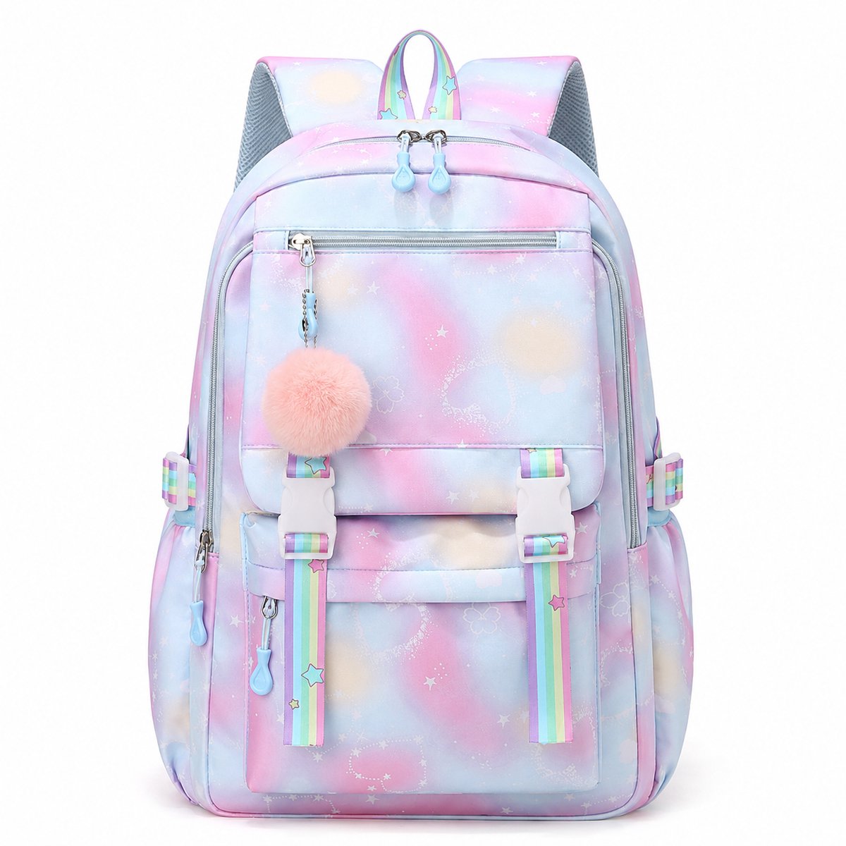Bobypet Schooltas Meisjes - Rugzak voor Middelbare School - 20L Laptop Rugzak met USB Oplaadpoort - Duurzame Schooltas voor Tieners met Pluche Hanger - Zwart