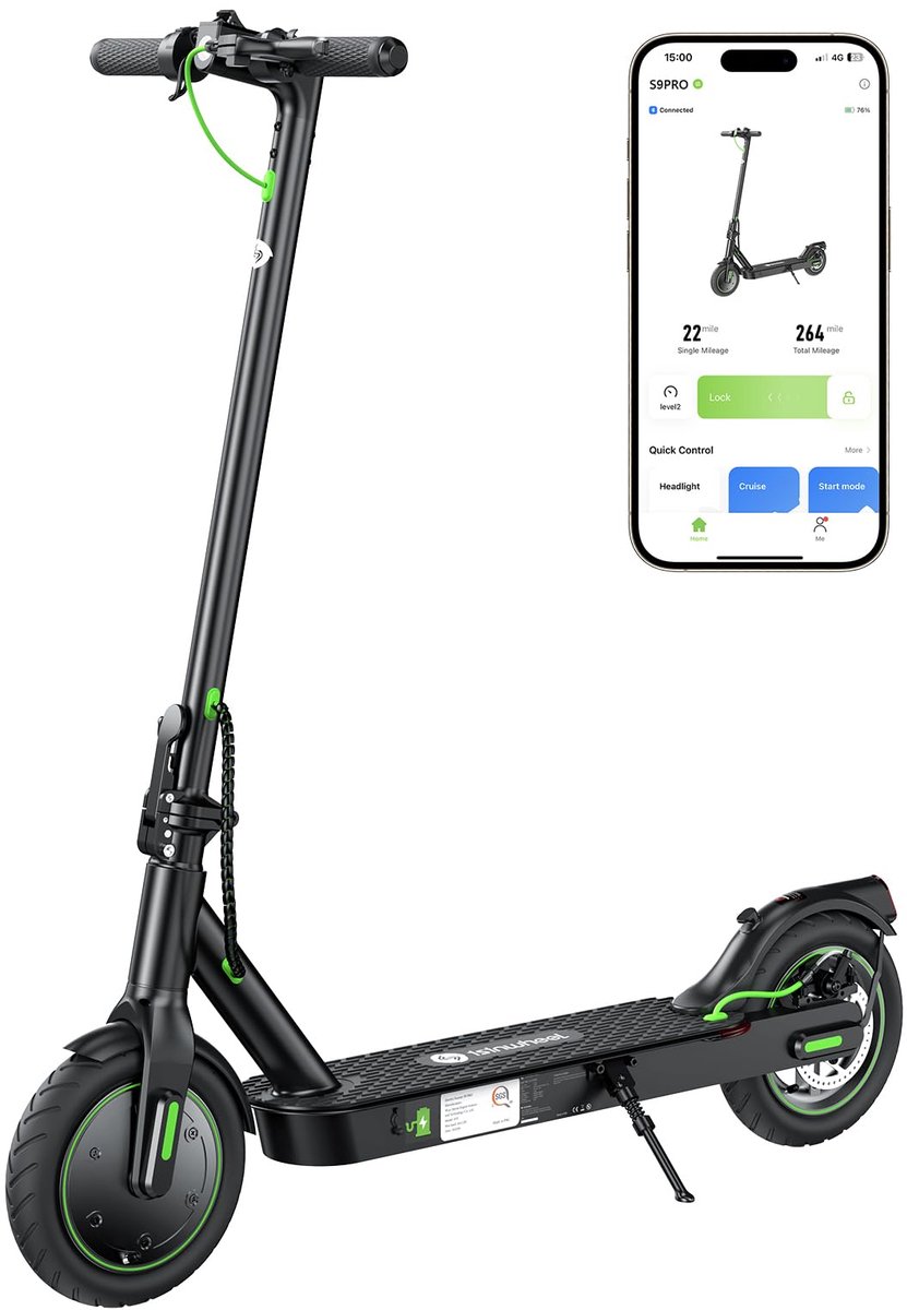 SnelShoppen - Elektrische step voor volwassenen - S9Pro met 350W motor, 30 km bereik, 6/15/25 km/u snelheid, dubbele remmen, 8,5 inch lekvrije banden,