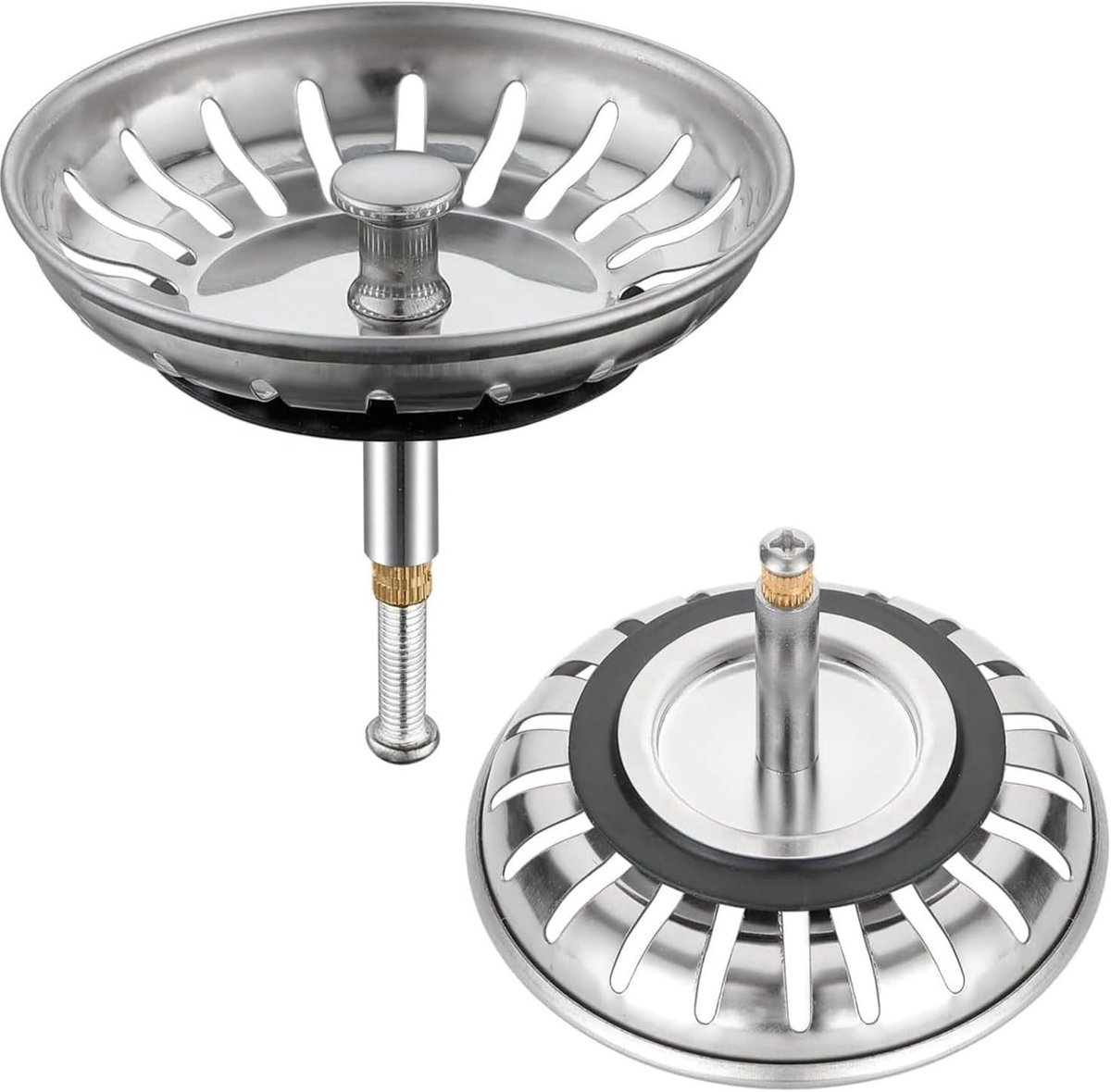 Verstelbare 82mm Keuken Toaststeen Zeef en Afvoerplug - Dikke Roestvrije Metaal Voedselafvalfilter met 30mm Schroef - Universele Haarvanger Vervanging voor Standaard Afvoeren (1-Pack)