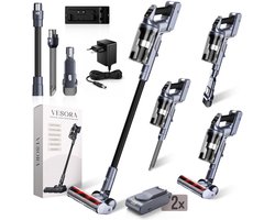 Vesora® 3-in-1 Steelstofzuiger met Extra Accu - Draadloos zonder Zak - BASIC - Draadloze Stofzuiger - Kruimeldief Snoerloos - Vacuum Cleaner - Handstofzuiger - Stofzuiger Steel met Hepa Filter - Stofzuiger Huisdieren - Zakloze Stofzuiger