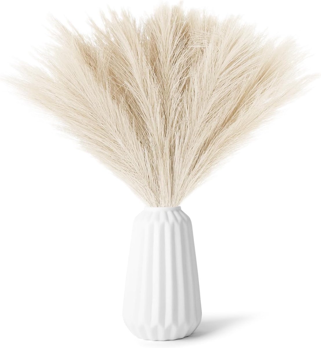 SnelShoppen - 30 Stuks Gedroogde Pampas Grassen - Gele Fluffy Kunstbloemen voor Boho Bruiloft en Thuisdecoratie, Onderhoudsvrij, Niet-toxisch, Allergi