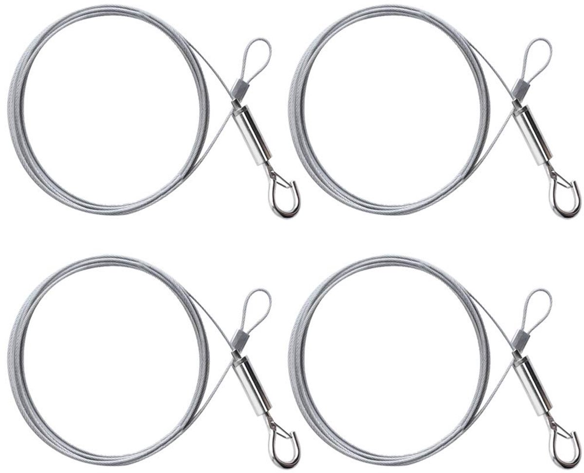SnelShoppen - 4PCS Photo Hanging Wire 1.5mm*2m Heavy Duty Verstelbare RVS Hangdraad voor Lampen en Licht, Tot 30kg, Corrosiebestendig en Duurzaam