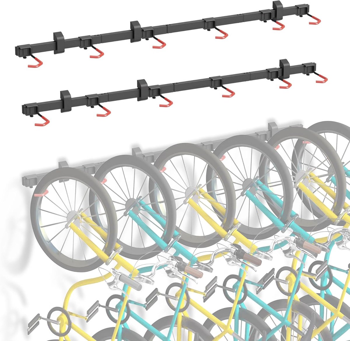 SnelShoppen - Mimoke Fietsen Wandbeugel Verticaal voor 12 Fietsen, Ruimtebesparende Fietsoplossing met Verstelbare Haken voor Thuis en Garage