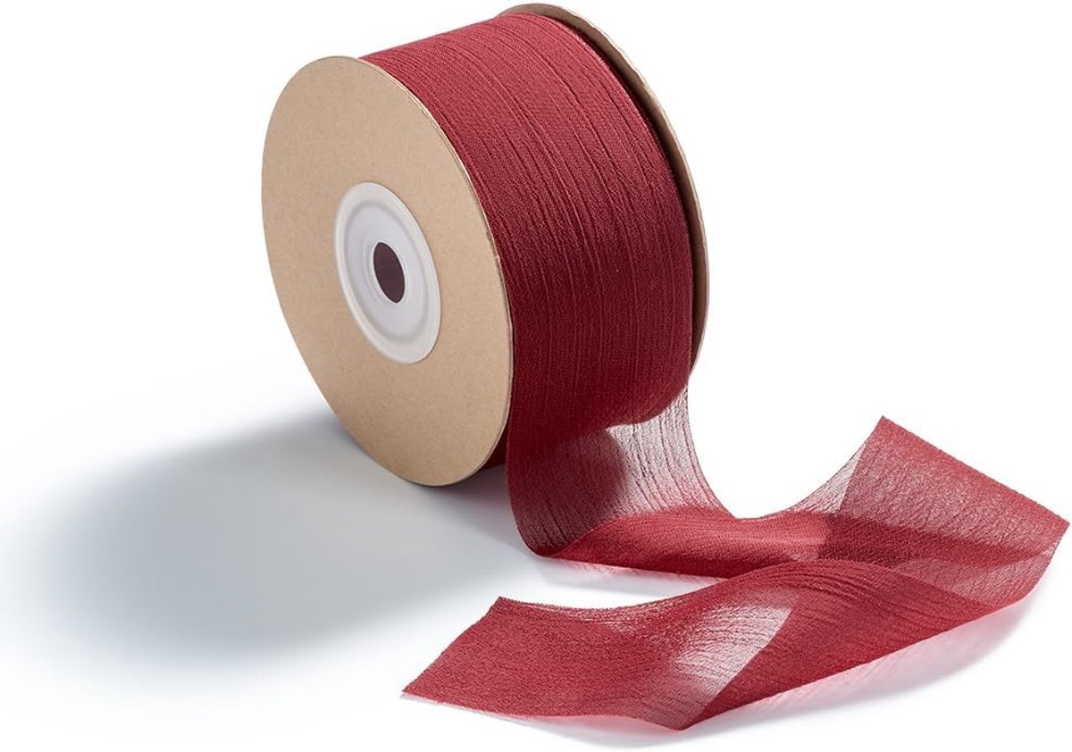 SnelShoppen - Rood Chiffon Cadeau Ribbons 38mm x 22.8m - Decoratieve Strikken voor Trouwen, Feest, DIY Knutselen en Bloemenboeketten