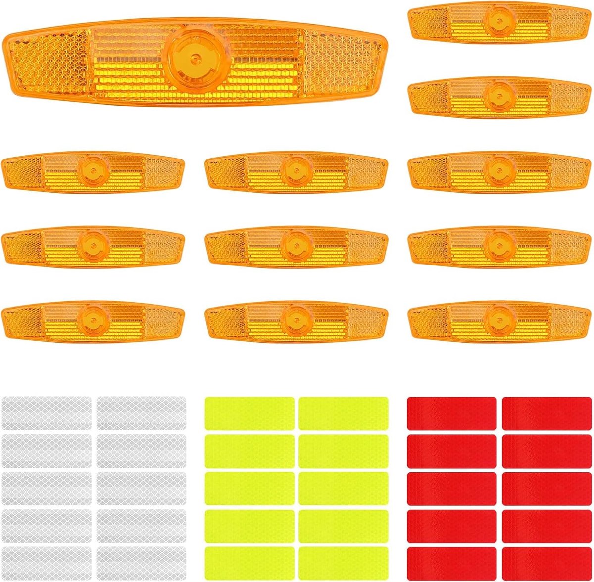 Fietsreflectoren set van 12 kattenogen met 30 waterdichte stickers voor veiligheid en zichtbaarheid, ideaal voor fietsen, rugzakken en scooters