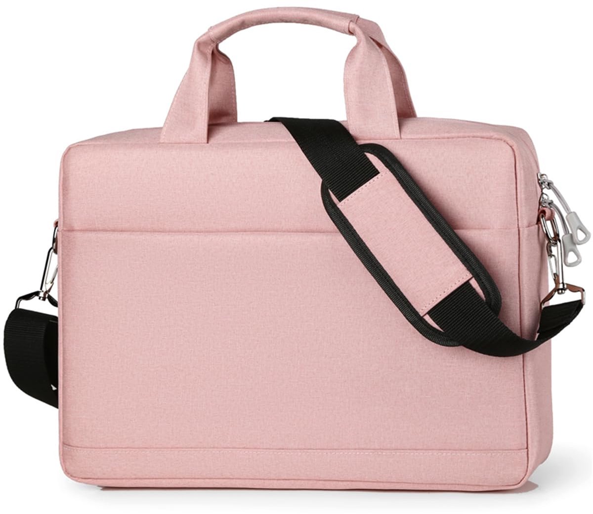 SnelShoppen - ENEN Schoudertas 15,6 inch Laptoptas met Gewatteerde Riem en Ritssluiting - Roze Laptophoes voor Dames en Heren - Ideaal voor Zaken, Sch