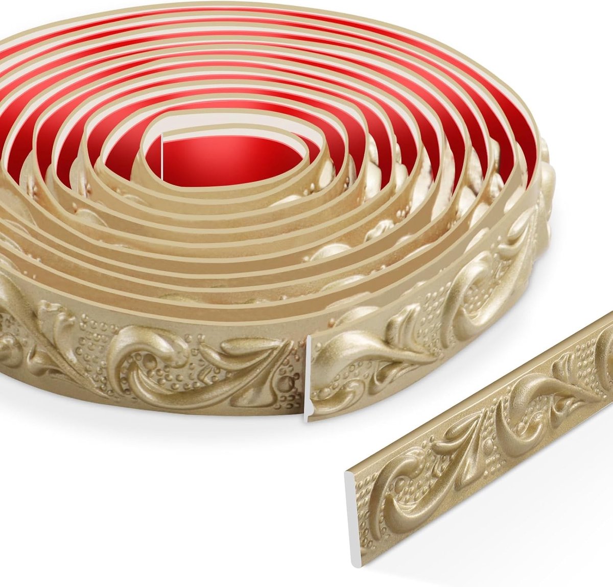 Verwijderbare en zelfklevende decoratieve lijst voor muren, 3D wanddecoraties, spiegellijsten en deur- en plafondafwerking in champagnegoud
