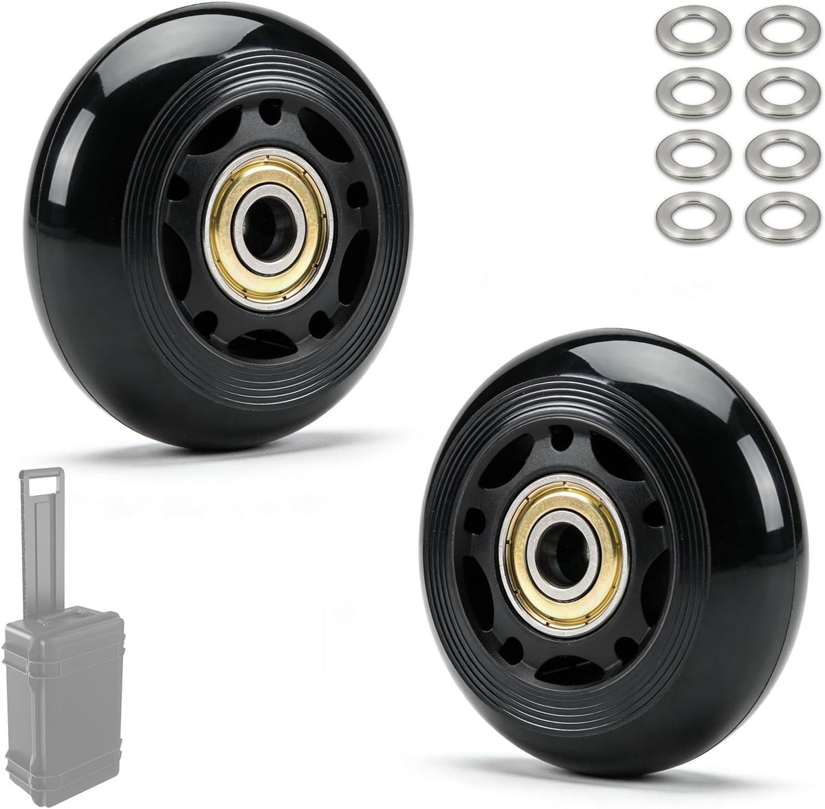 Vervangende koffiewielen voor Peli Air 1615/1595/1535, stille en robuuste wielen met kogellagers voor soepel rollen, ideaal voor bagage en koffers