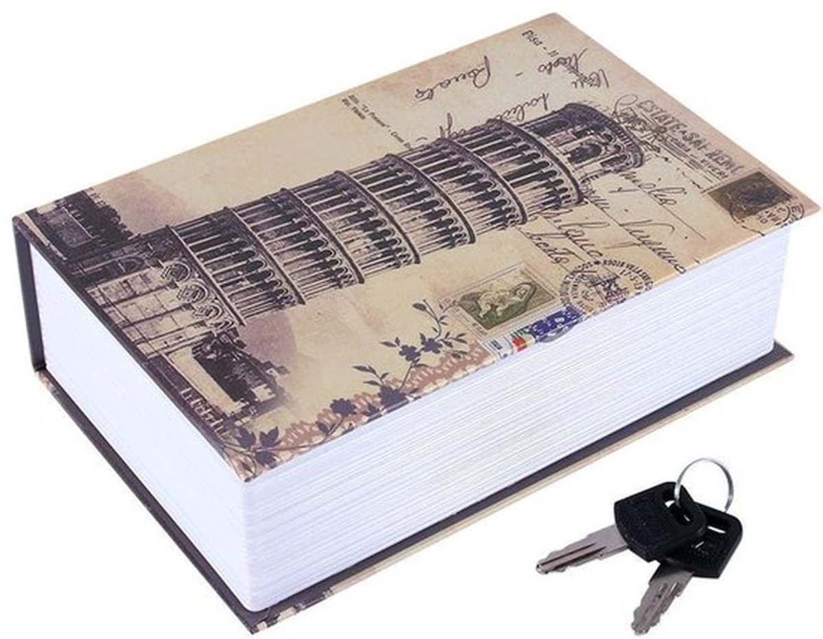 Beveiligingsbox - Boekenkluis - Afsluitbaar met sleutels - Toren hanger van Pisa - Geld en sieraden opbergen - Perfect cadeau voor iedereen