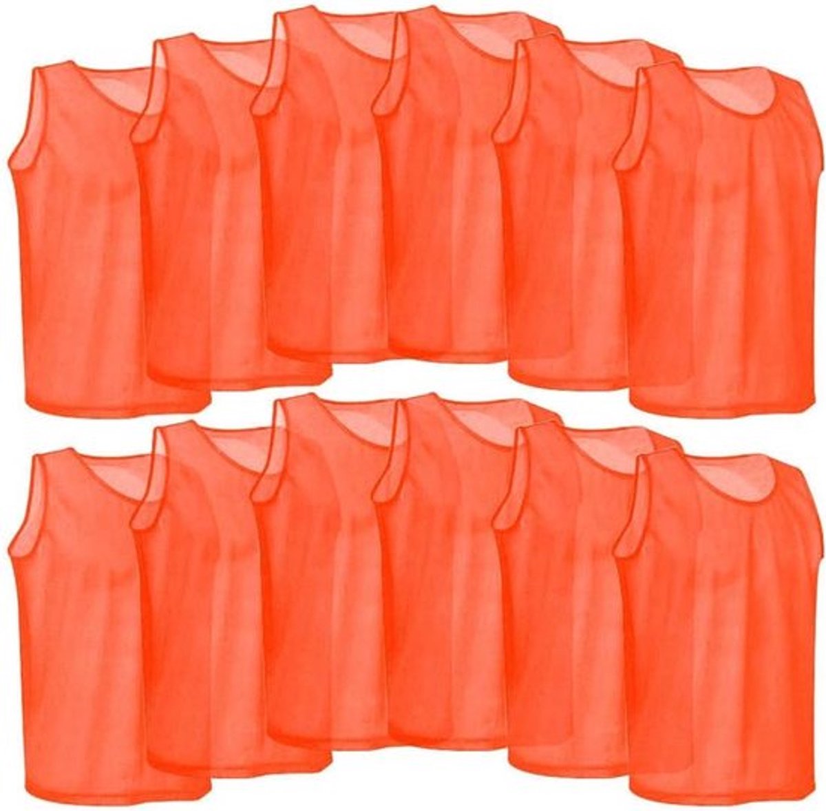 12 Stuks Mesh Trainingsvesten voor Volwassenen - Ademend Markering Shirt voor Voetbal, Volleybal en Basketbal (Oranje)