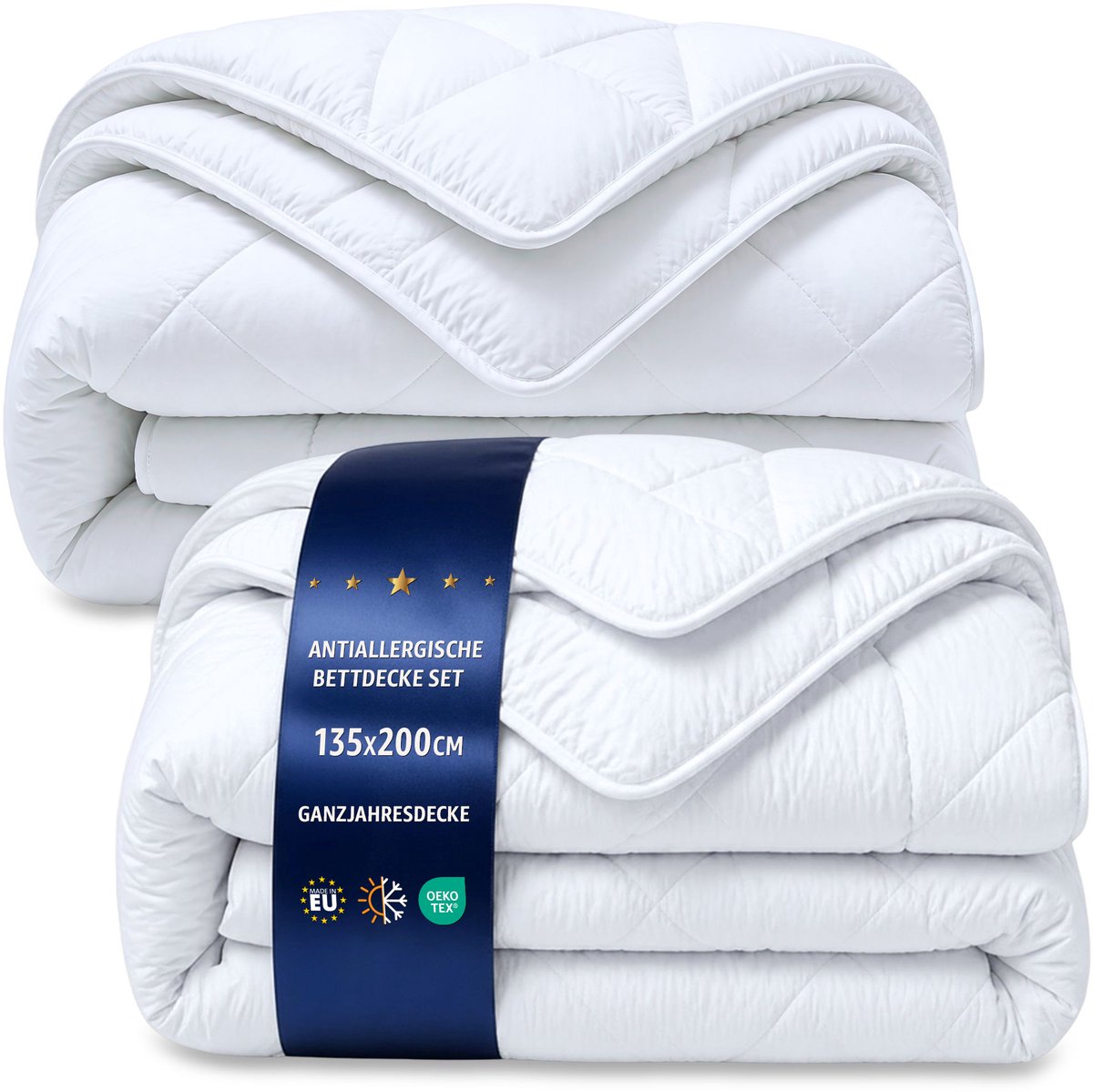 Dekbed zonder overtrek 135x200 cm – all-season Gewatteerd dekbedden naar bed wit warm licht Set: 2 X dekbed 135 x 200 cm Tweede keuze Oeko-Tex