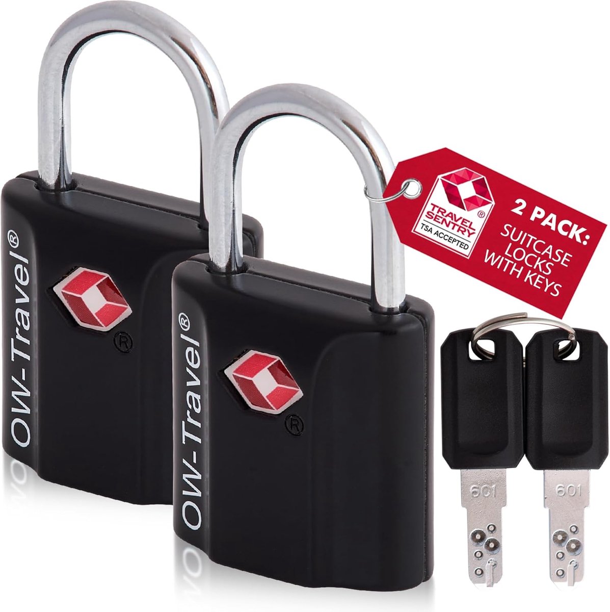TSA slot hangslot - zwart - 2 stuks - veilig voor reizen - SnelShoppen