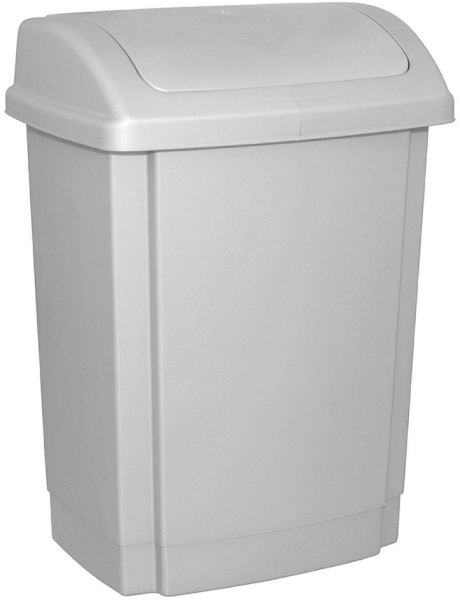 Afvalbak met deksel, kunststof, 25 l, grijs