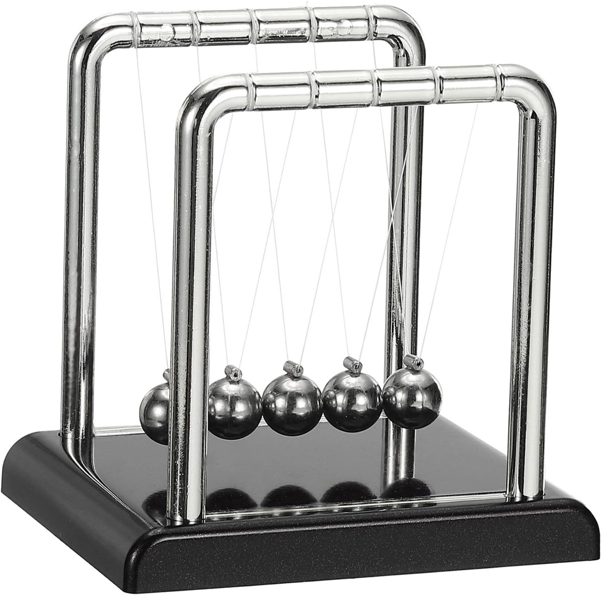 Newtons wieg- slinger met 5 balansballen- bureauspeelgoed- zwaartekrachtbal- cool en grappig natuurkundespeelgoed voor volwassenen- wetenschapsliefhebbers- kantoordecoratie- cadeau voor thuis- zwart
