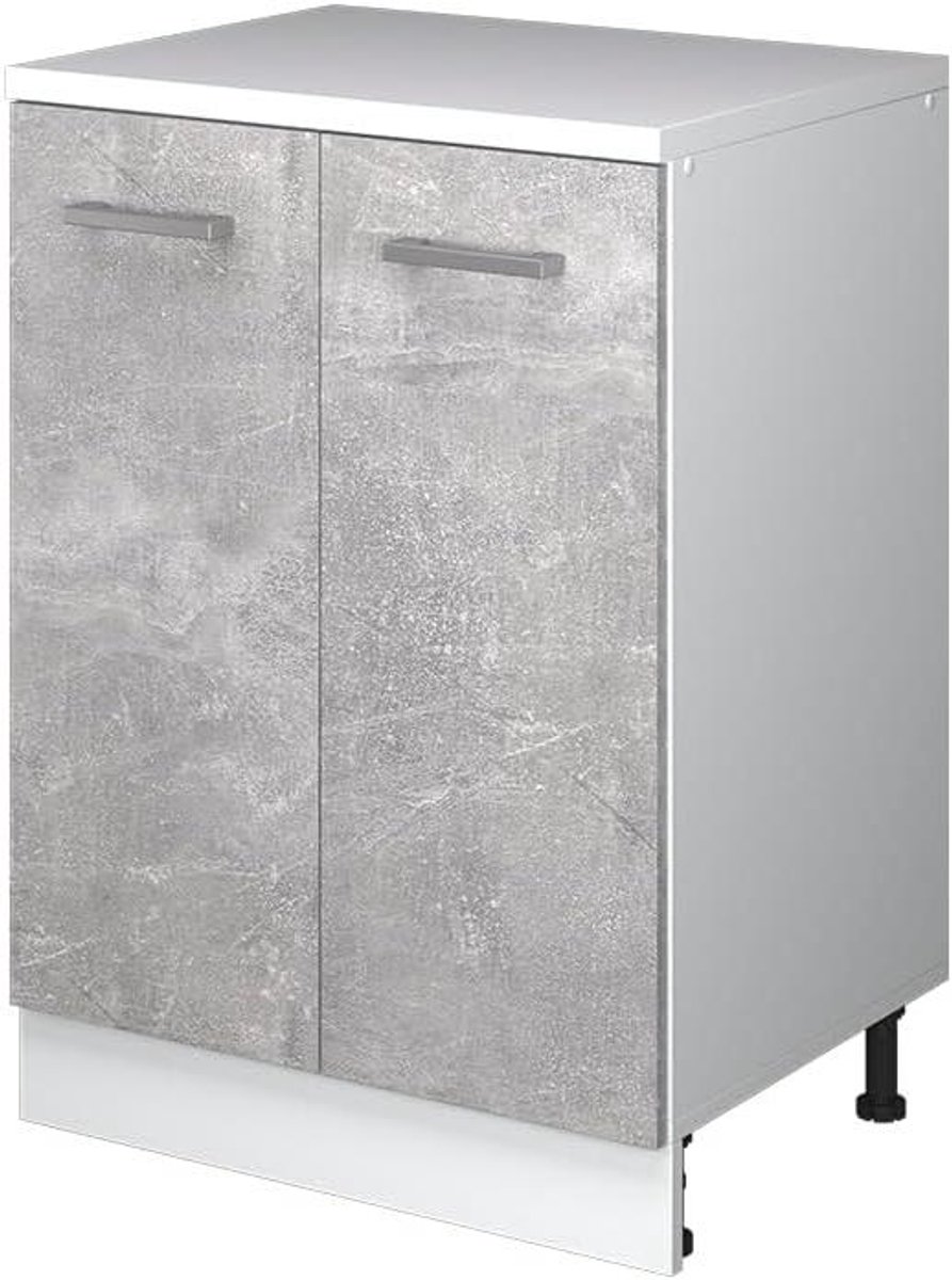Keukenkast - Opbergkast - Ruimte Optimaliseren - Voor Schuine Wand - 60 cm Breed - Beton