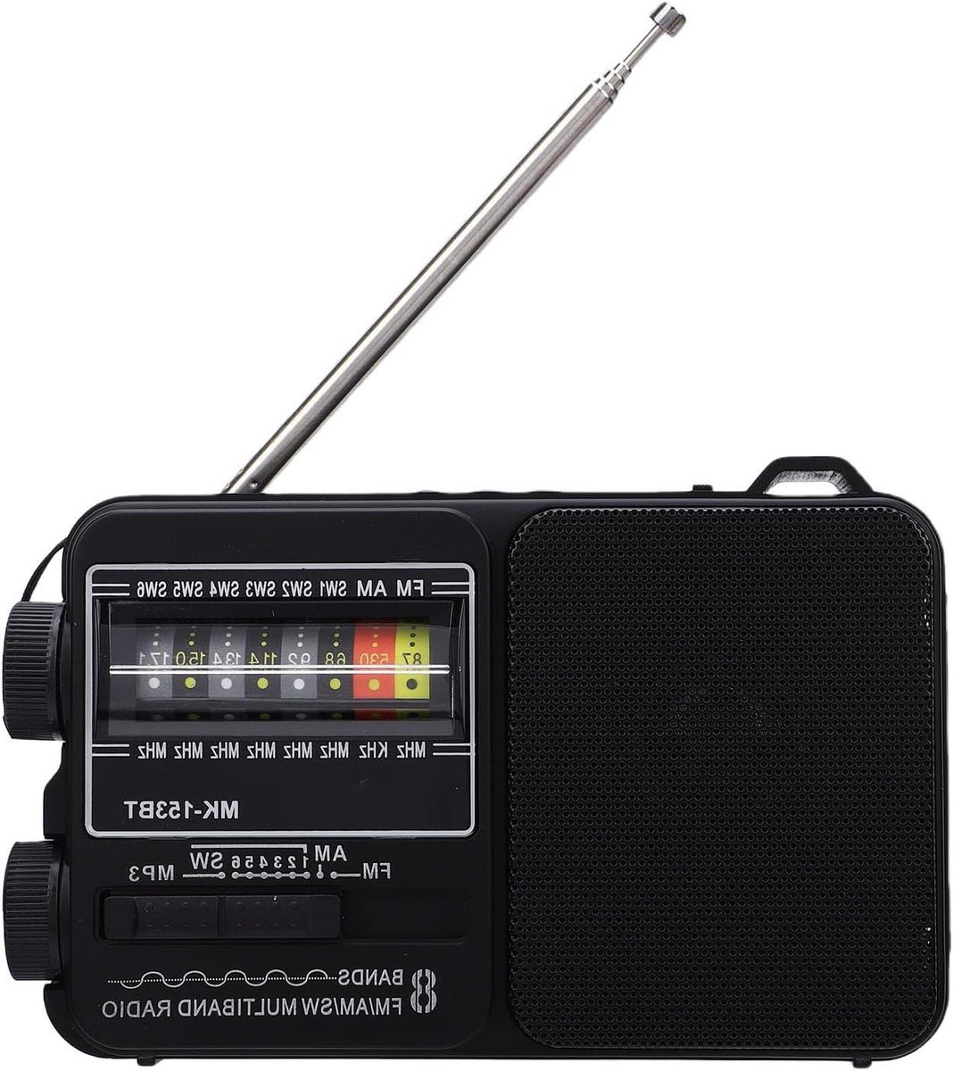Draagbare Radio - Kortegolf Ontvanger - Muziek Luisteren - Grote Knoppen - 14 x 9 x 5 cm - Zwart