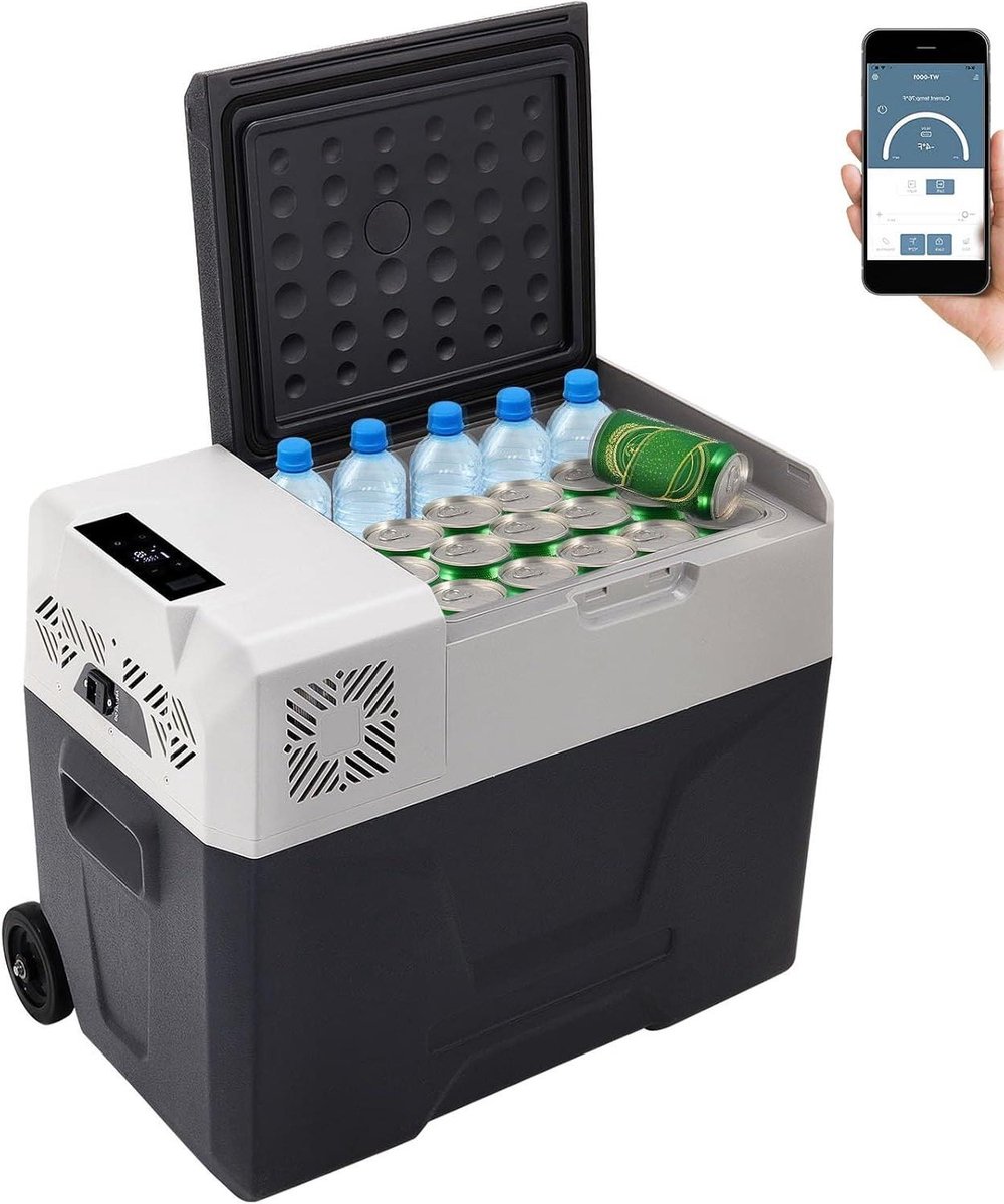Compressorkoelbox - Draagbare koelkast - Kamperen en reizen - Snel koelen tot -20°C - 50 liter capaciteit - Grijs
