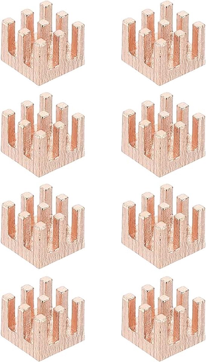 Koperen Koelplaat 6x6x5mm, 8 stuks Koelplaat Compatibel met Raspberry voor Chip CPU Prestatietransistor FET IC Prestatieversterker