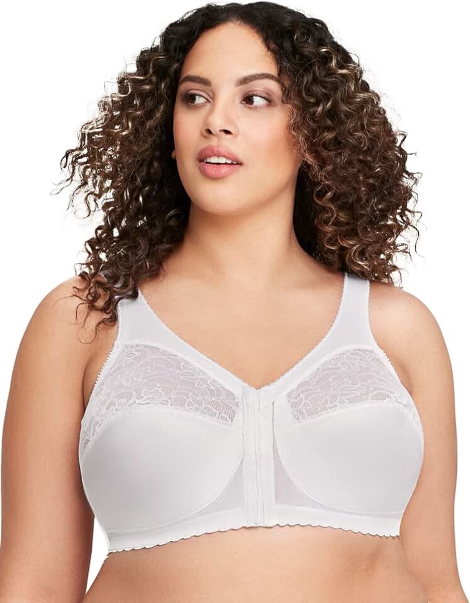 Vrouwen Magic Lift Volledige Figuur Ondersteuning Front Sluiten Zachte Cup Dagelijkse BH, Wit, 125F