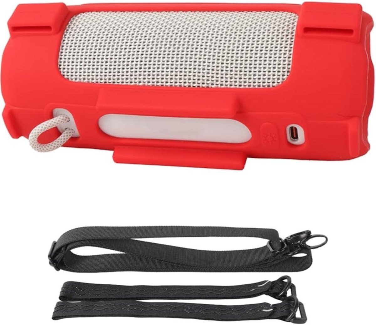 Beschermhoes voor Luidspreker - Draagbare Koffer - Veilige Opslag - Inclusief Riemen - 16 x 7.5 cm - Rood