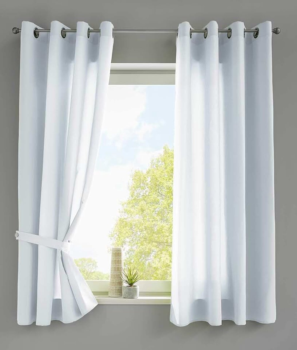 Set van 2 gordijnen sjaal oogjes »Berlin« HxB 175x140 cm wit ondoorzichtig microsatijn lichtdoorlatend Uni mat, 20405N2