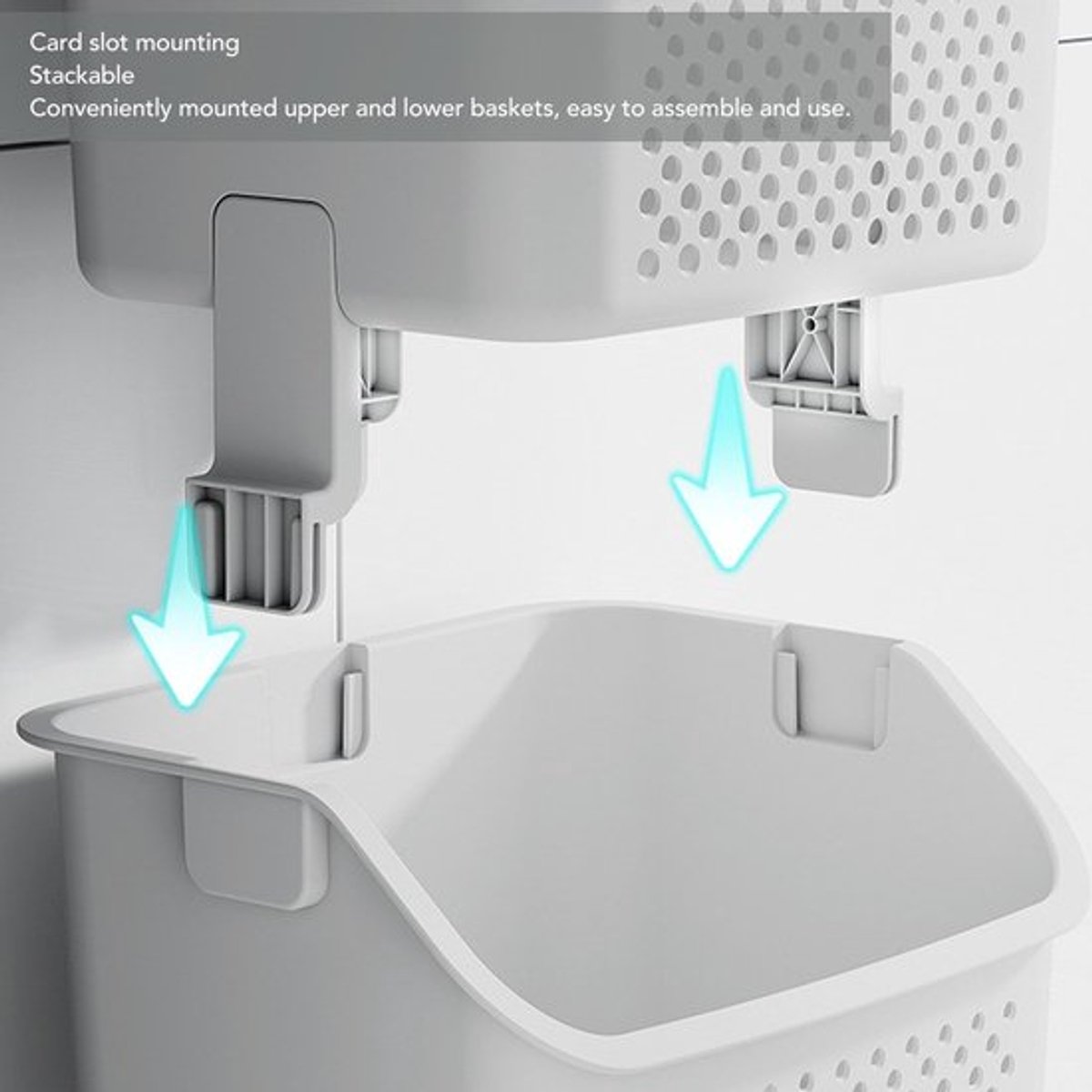 Wasmand met Wielen - Wasmand 3 Vakken - Wasmand met Deksel - Wassorteerder - Huishoud Organizer - PP/ABS Constructie - Wascontainer