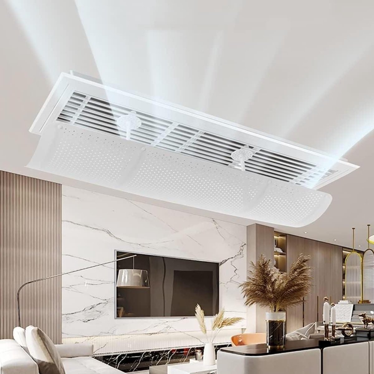 Airco Deflector - Windscherm - Comfortabel Binnen - Intrekbaar Ontwerp - 90x27cm - Wit
