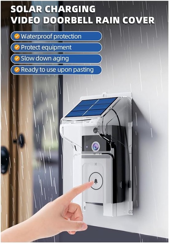 Draadloze Deurbel - Video Intercom - Veilige Toegang - Zonne-energie Opladen - 7.7 x 6.6 cm - Wit — afbeelding 4