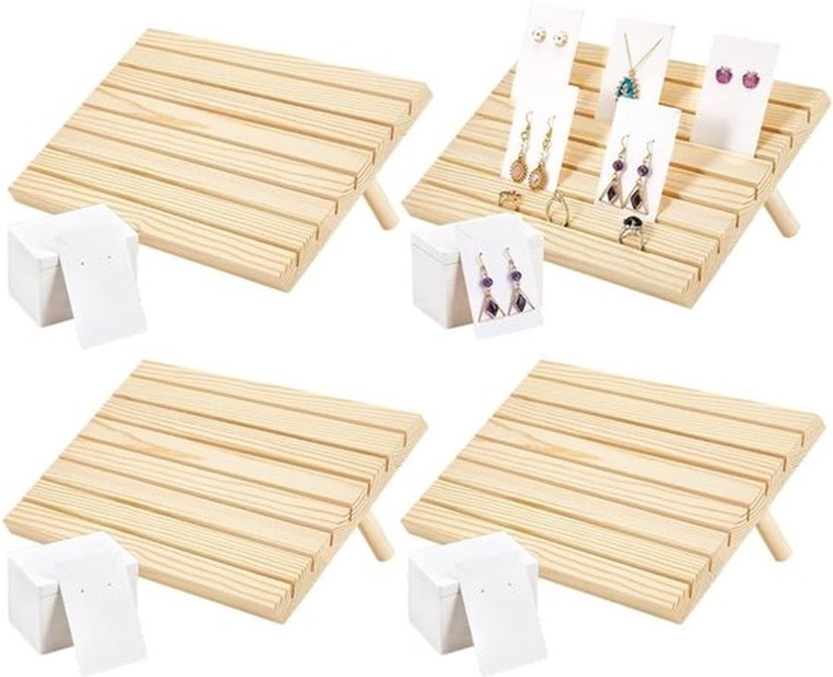 154-delige Houten Oorbellenkaart Houder Set, Organisator voor Sieraden, Presentatie voor Beurzen en Ambachten, 11.4" x 6.7