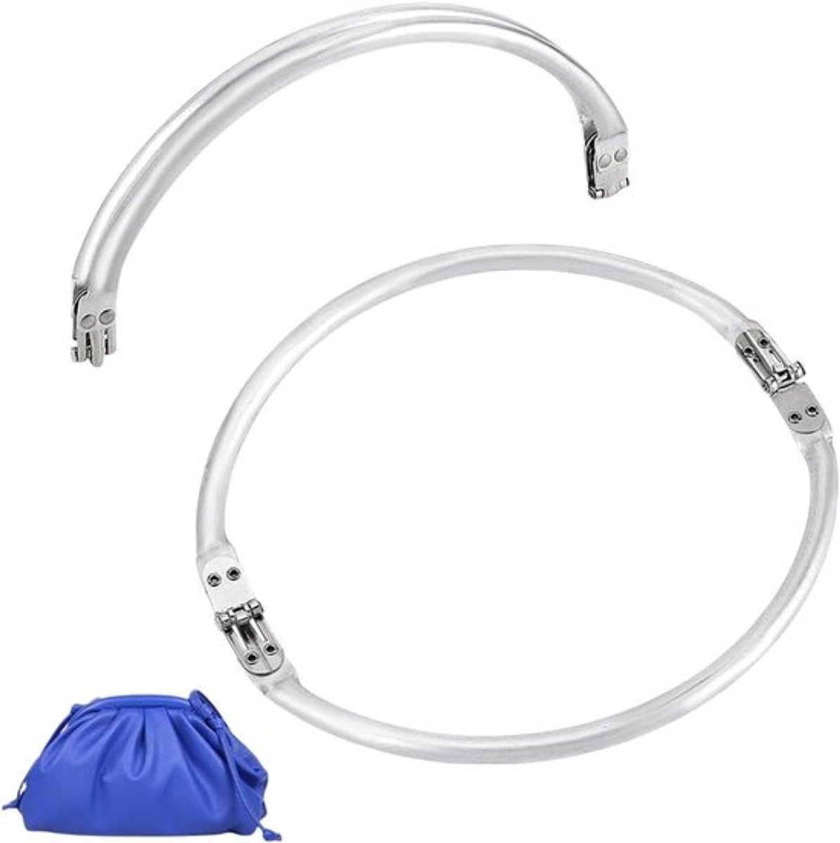 - Portemonnee frame - Aluminium - U-vormig - Vervangingen - Interne buisvormige frame - Portemonnee handvat - Naaien - Geschikt voor - Zilverkleurig - 2 stuks - 239mm - Kiss Lock Sluiting - Tas frame