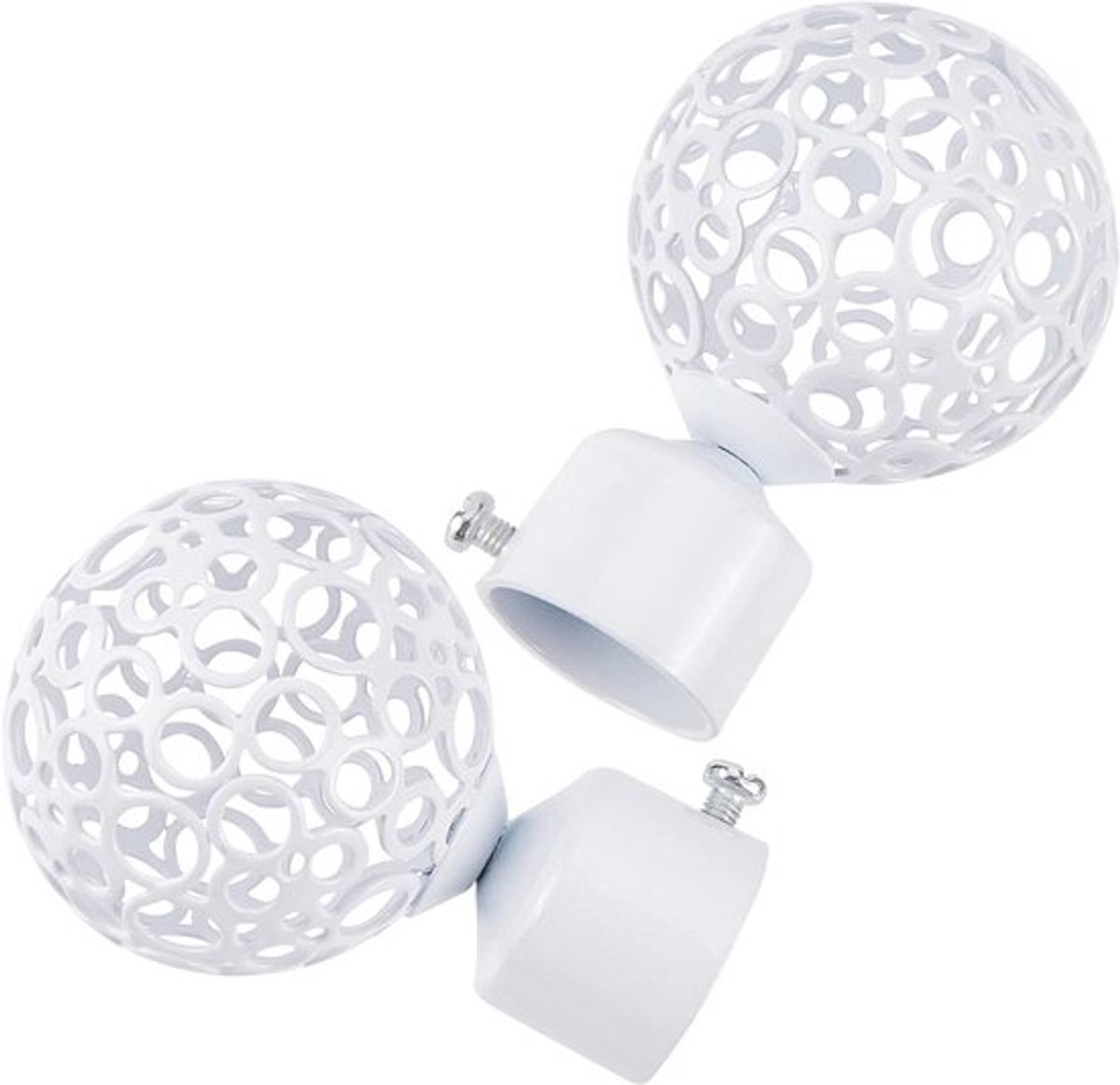 Ronde Gordijnstang Eindkapjes - Draperiestang Eindstuk - Wit - Vervangende Decoratieve Eindkapjes - Thuiskantoor - Romeinse Stang - Decoratie-accessoires - Geschikt voor Balkon - 2 Stuks - 28 mm - Witte Kleur - 8,8x5,9 cm - Gordijn.