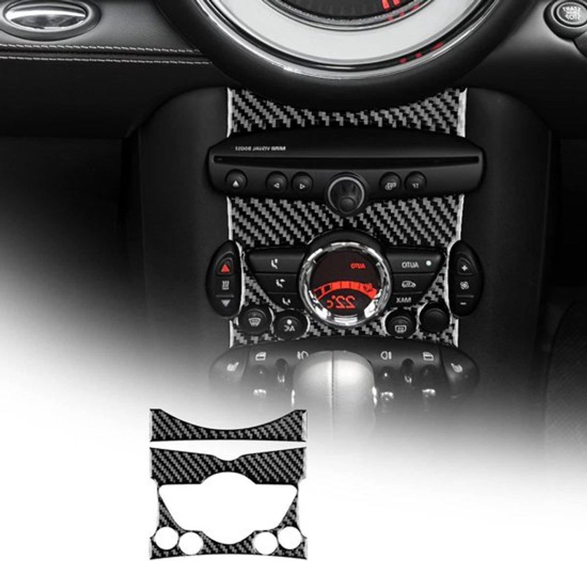 Koolstofvezel bedieningspaneel-deksel voor Mini Cooper Clubman R55 R56 R57 - Interieurdecoratie en Accessoires voor modellen 2006-2015